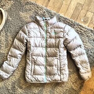 The North Face 550 Puffer Gray/Teal Jacket - Girls M 10/12